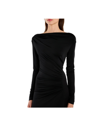 Off-Shoulder Draped Gown In Black