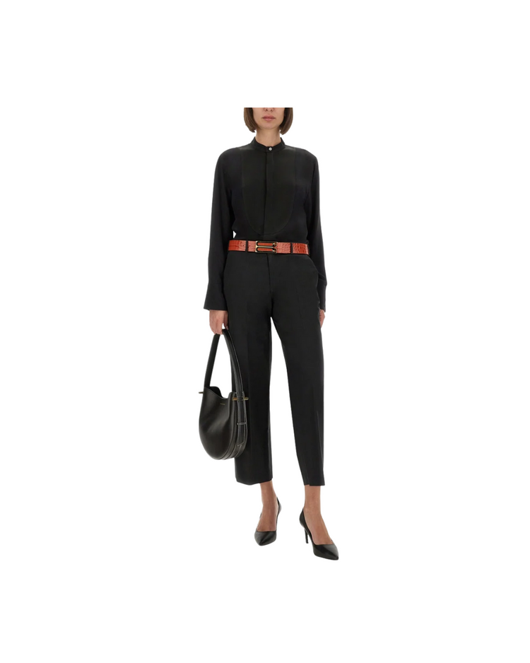 Bib Detail Blouse In Black