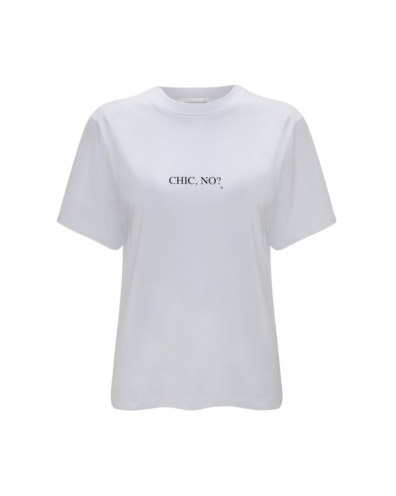 White Chic No? Slogan T-Shirt In White