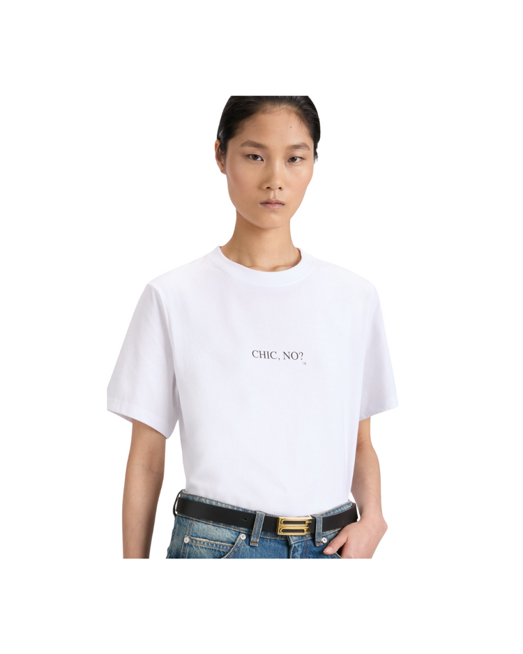 White Chic No? Slogan T-Shirt In White