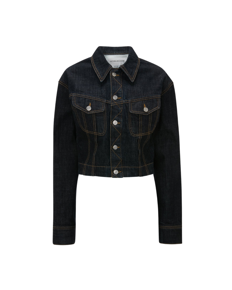 Cropped Denim Jacket In Indigo Rinse