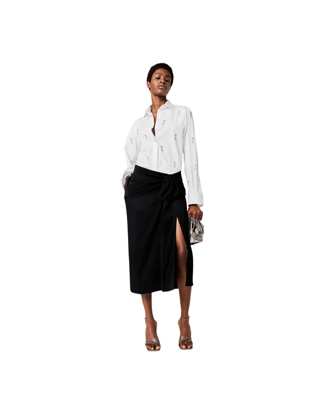 Knotted Asymmetric Midi Skirt