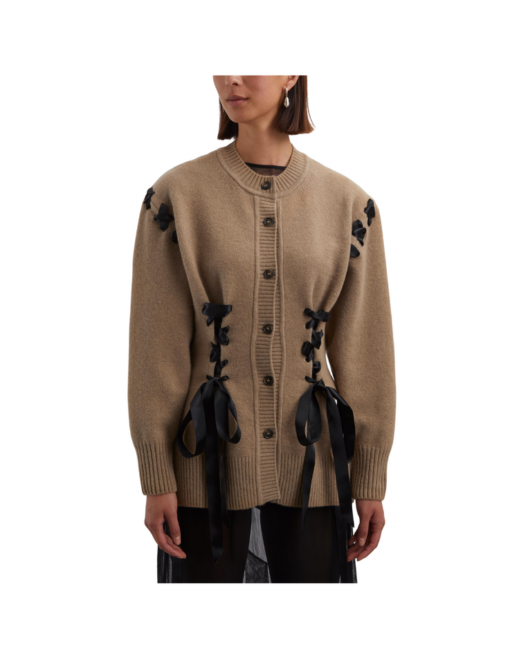 Sculpted Ribbon Corset Cardigan