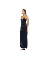 Silk Velvet Slit Dress