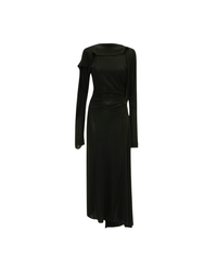 Long Sleeve Draped Jersey Dress