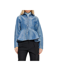 Shiny Weft Peplum Shirt