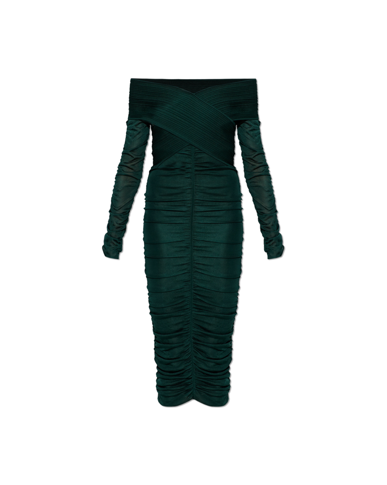 Green Viscose Knit Midi Dress