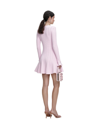 Pink Pearl Trim Knit Mini Dress