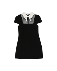 Black Crepe Bow Collar Mini Dress