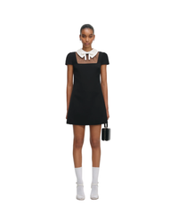 Black Crepe Bow Collar Mini Dress