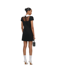 Black Crepe Bow Collar Mini Dress