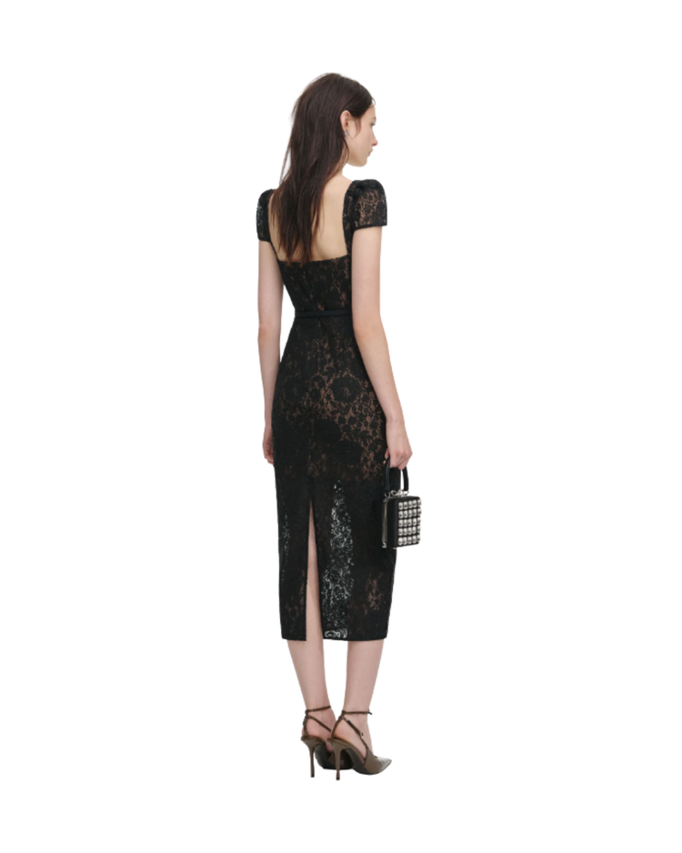 Black Sweetheart Lace Midi Dress