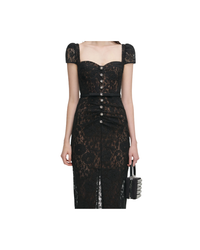 Black Sweetheart Lace Midi Dress