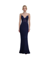 Navy Lace Georgette Maxi Dress