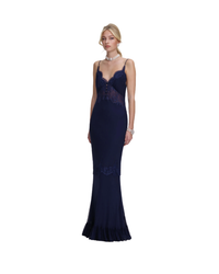Navy Lace Georgette Maxi Dress
