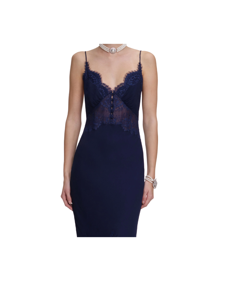 Navy Lace Georgette Maxi Dress