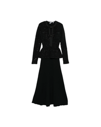 Black Sequin Knit Tailored Midi Dress