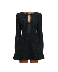 Black Sequin Knit Mini Dress