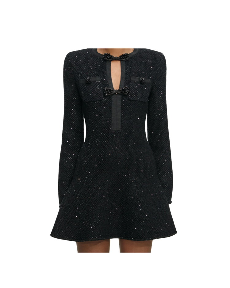 Black Sequin Knit Mini Dress