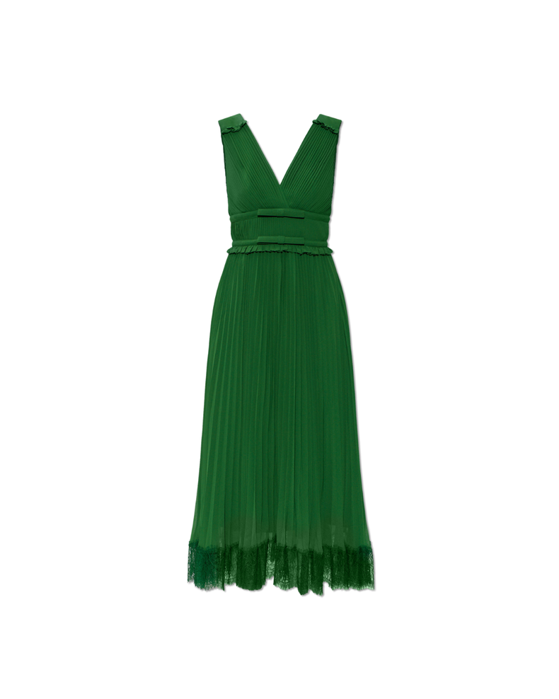 Green Chiffon Midi Dress
