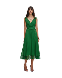 Green Chiffon Midi Dress