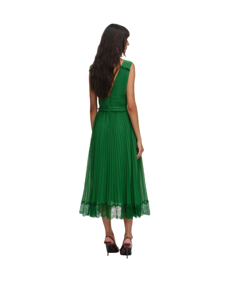Green Chiffon Midi Dress