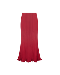 Red Viscose Knit Midi Skirt