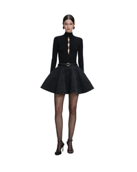 Black Keyhole Knit Top