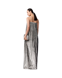 Pleated Metallic Velvet Dress
