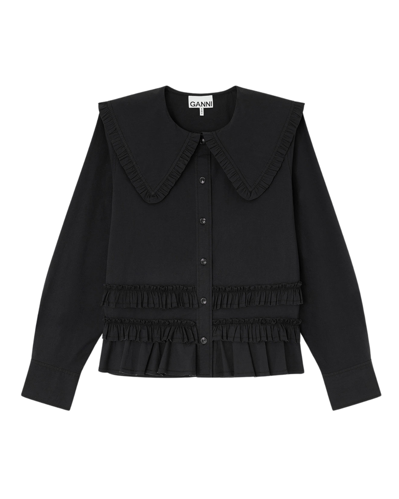 Stretch Cotton Ruffle Shirt
