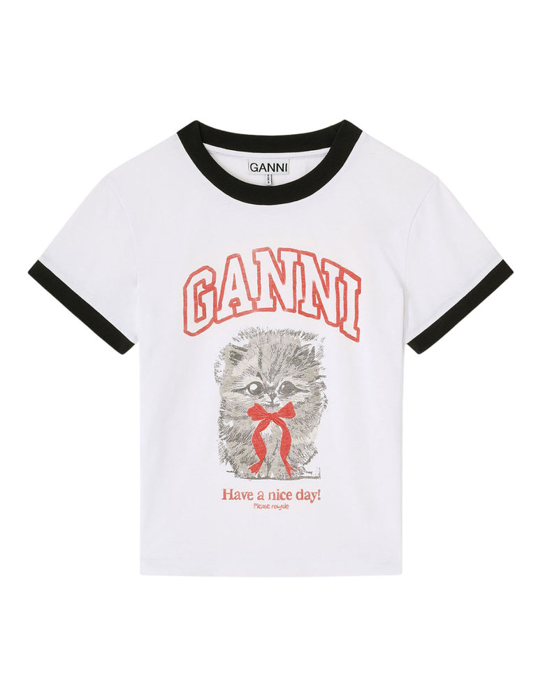 White Cropped Kitty T-shirt