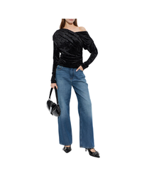 Velour Jersey Ruched Blouse