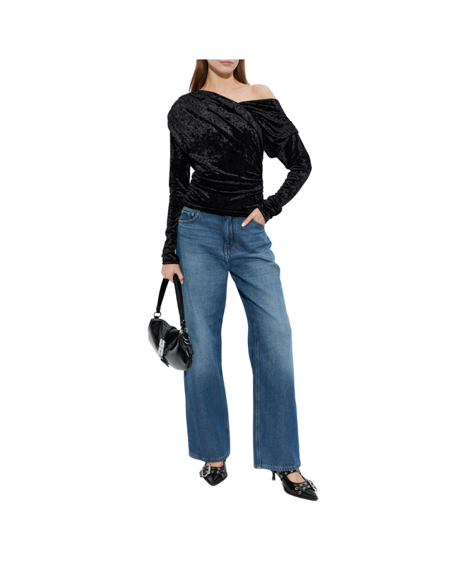 Velour Jersey Ruched Blouse