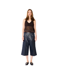 Shiny Weft Denim Shorts