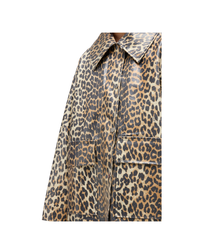 Leopard Laminated Cotton Jacket