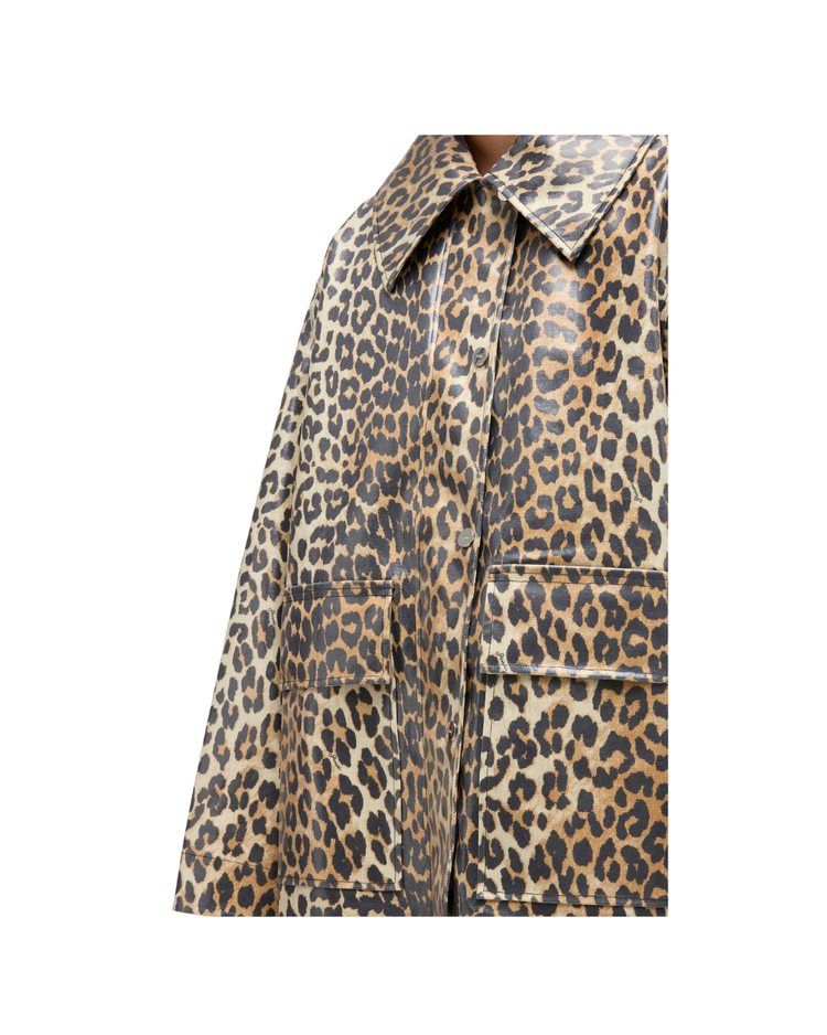 Leopard Laminated Cotton Jacket