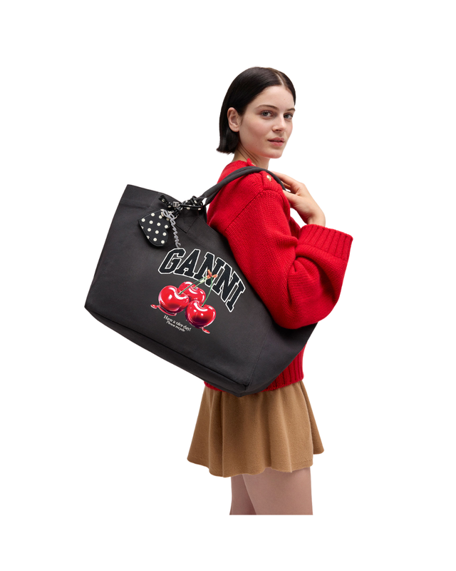 Black Medium Cherry Tote