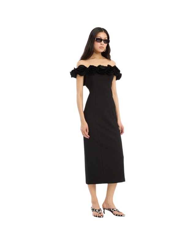 Crepe Midi Flower Dress