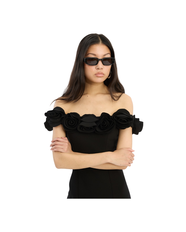 Crepe Midi Flower Dress