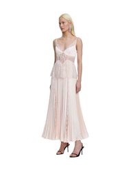 Blush Satin Lace Midi Dress