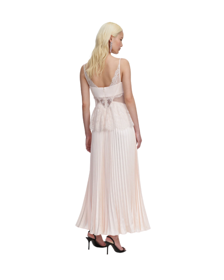 Blush Satin Lace Midi Dress