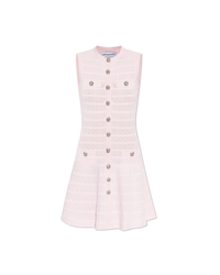 Pink Pointelle Diamante Knit Mini Dress