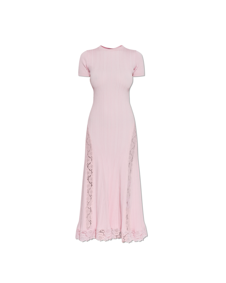 Pink Knit Lace Insert Midi Dress – Sense Concept Store