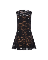 Black Lace Crystal Mini Dress