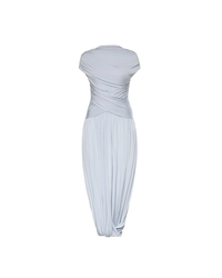 Blue Jersey Gathered Midi Dress