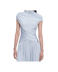 Blue Jersey Gathered Midi Dress
