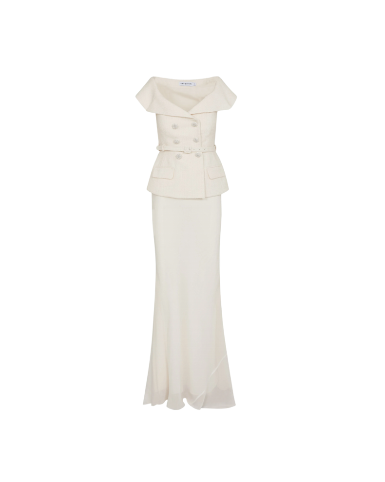 Cream Boucle Maxi Dress
