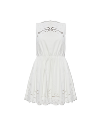 White Cotton Embroidered Mini Dress