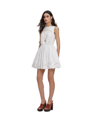 White Cotton Embroidered Mini Dress