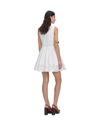 White Cotton Embroidered Mini Dress